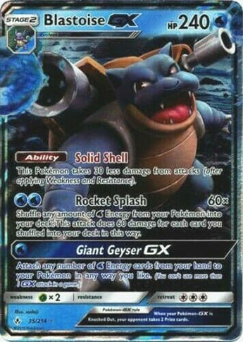 Blastoise GX UNBROKEN BONDS - ULTRA RARE 35/214 S & M Pokemon Card NM/MT - - GX Kaart - PKMWINKEL