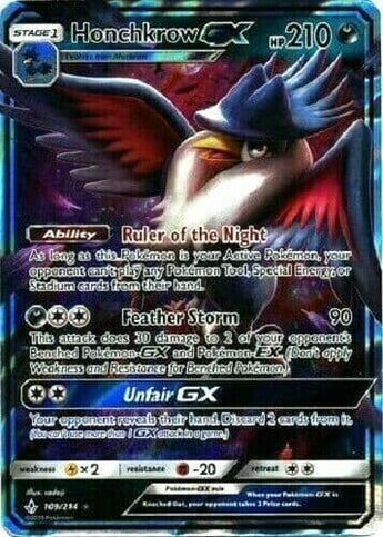 Honchkrow GX UNBROKEN BONDS - ULTRA RARE 109/214 S & M Pokemon Card NM/MT - - GX Kaart - PKMWINKEL