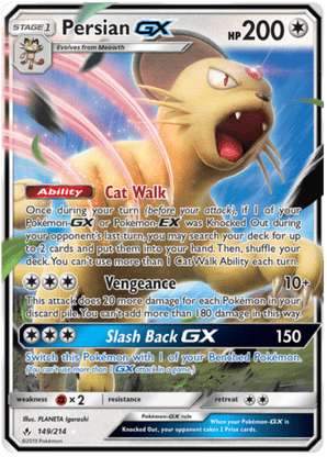 Persian GX 149/214 Pokémon Unbroken Bonds - - GX Kaart - PKMWINKEL