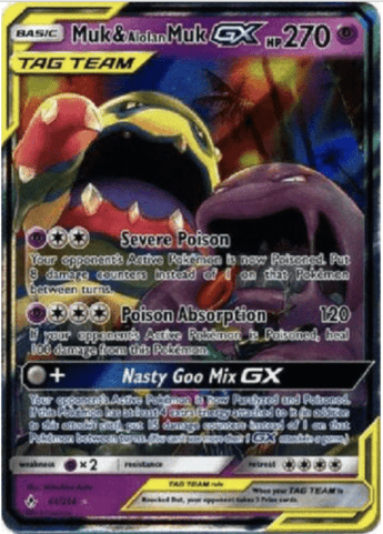 Pokemon - Muk & Alolan Muk GX - 61/214 - Ultra Rare - Unbroken Bonds - NM/M - - GX Kaart - PKMWINKEL