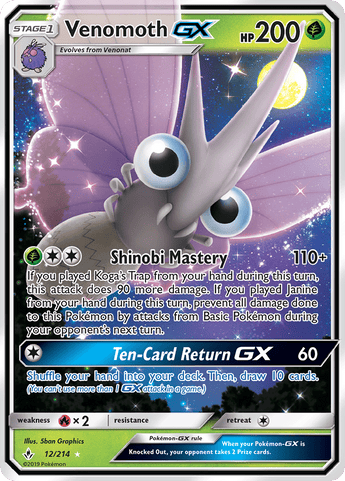 Pokemon SM Unbroken Bonds Venomoth GX 12/214 - - GX Kaart - PKMWINKEL