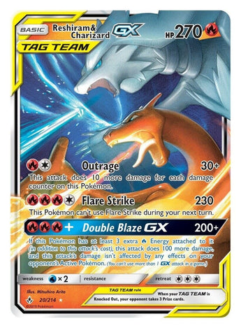 POKEMON TCG SM UNBROKEN BONDS : RESHIRAM & CHARIZARD GX 20/214 - - GX Kaart - PKMWINKEL