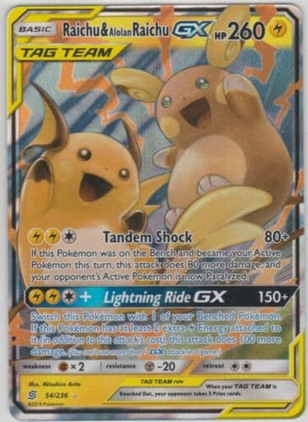 Raichu & Alolan Raichu GX - 54/236 - Ultra Rare - - GX Kaart - PKMWINKEL