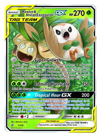 Rowlet & Alolan Exeggutor GX - 1/236 - Ultra Rare - - GX Kaart - PKMWINKEL