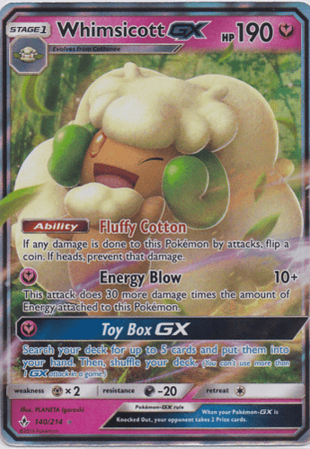 Whimsicott GX 140/214 Regular Art Pokemon Card (Sun & Moon Unbroken Bonds) - - GX Kaart - PKMWINKEL